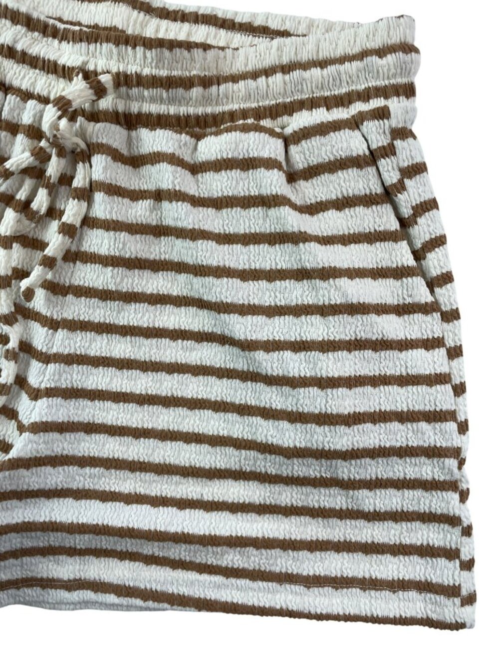 Marion 2-PIECE-SET Brown White Textured Top & Shorts Lounge Set Wmn's Size L NWT - Picture 8 of 12